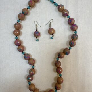 Painted glass bead necklace set